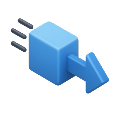 Dynamic 3D Icon Representing Movement and Speed