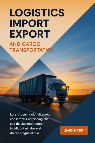 Logistics and Transportation Concept with Container Truck at Sunset