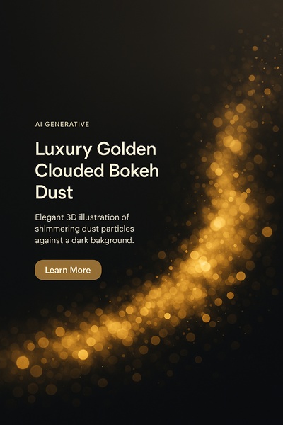 Elegant Golden Clouded Bokeh Dust Illustration on Dark Background