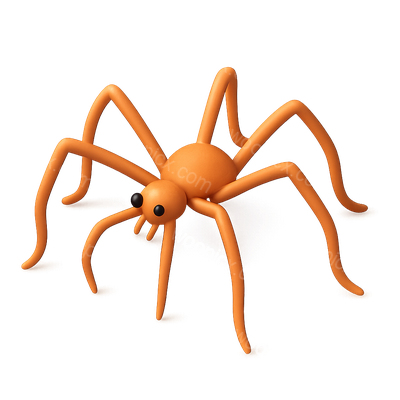 3D Render of a Cartoon Orange Spider