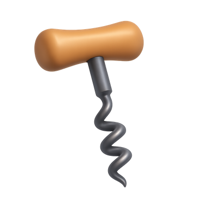 Stylish 3D Corkscrew Icon with Isometric Design