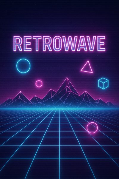 Retro-Futuristic Gridscape with Neon Elements