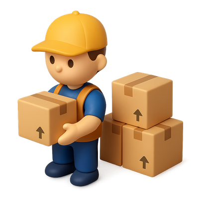3D Stock Clerk Icon with Boxes in Isometric View