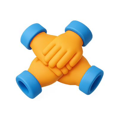 3D Graphic Representation of Joined Hands in Collaboration