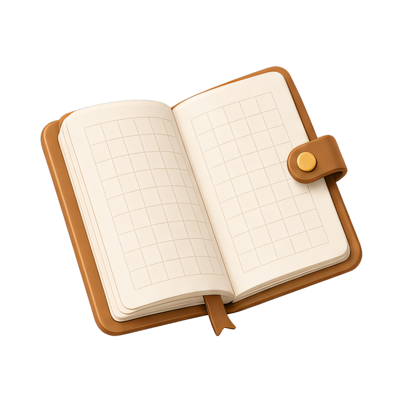 open bullet journal with grid pages