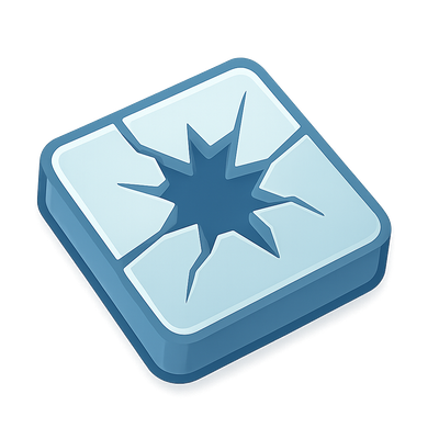 Stylized 3D Broken Glass Icon with Isometric Design