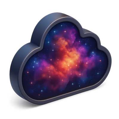 Colorful 3D Nebula Icon with Transparent Background