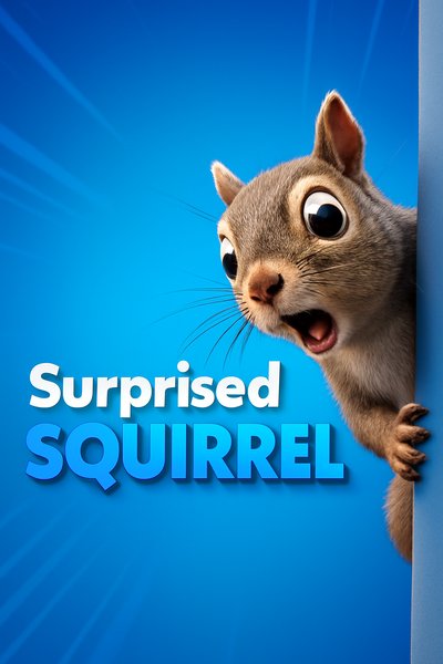Surprised Squirrel Peeking Around a Corner in Vibrant Blue