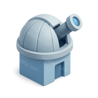 3D Observatory Dome Icon with Telescope View