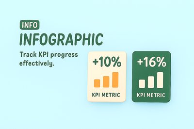 Infographic Displaying KPI Progress Metrics with Visual Elements