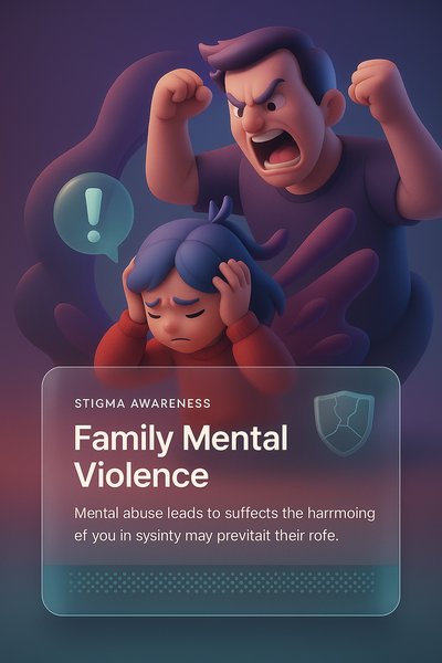 Family Mental Violence Awareness Illustration for Psychology and Stress