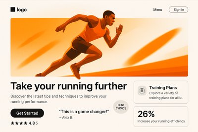 Dynamic Running Performance Landing Page Design Concept