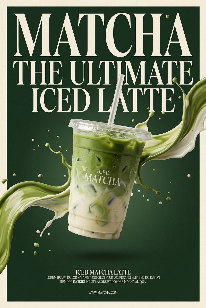 Elegant matcha latte presentation