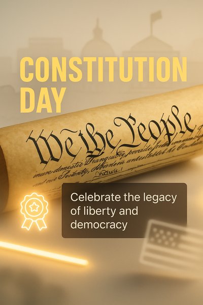 Constitution Day Celebration Graphic Featuring Historical Document