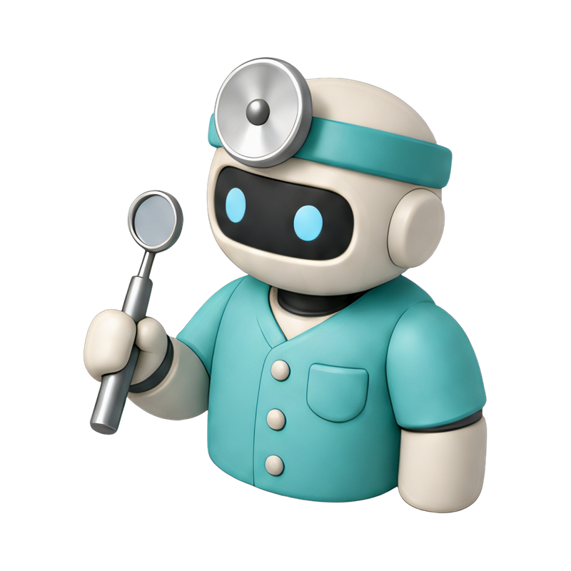 robot dentist examining teeth