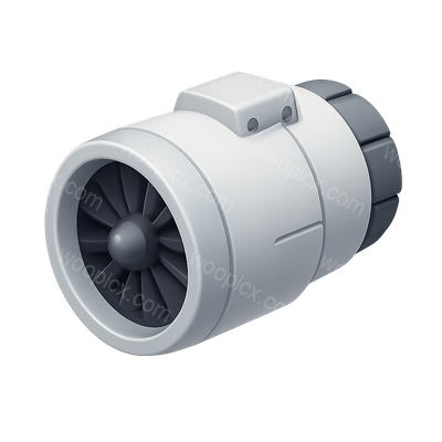 Stylized 3D Aircraft Engine Icon in Isometric View