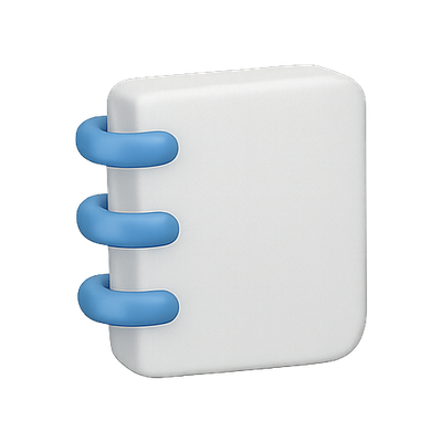 Stylized Notebook Icon with Blue Spirals