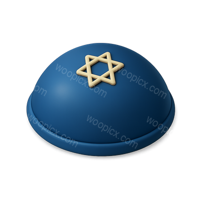 3D Yarmulke Icon with Star of David Design