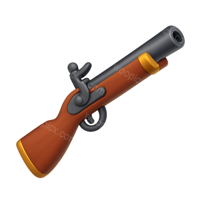 3D Icon of an American Revolution Musket in Isometric View