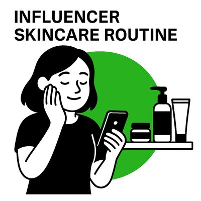 Illustration of Influencer Skincare Routine with Simple Line Art