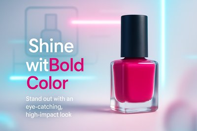 Vibrant Nail Polish Product Display with Modern Aesthetics