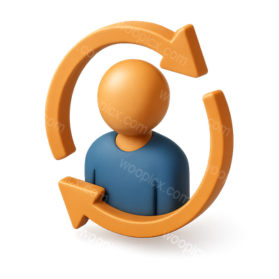 3D Circular Arrows Icon with Person Representation