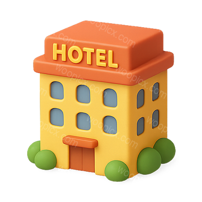 3D Rendered Hotel Icon with Vibrant Colors
