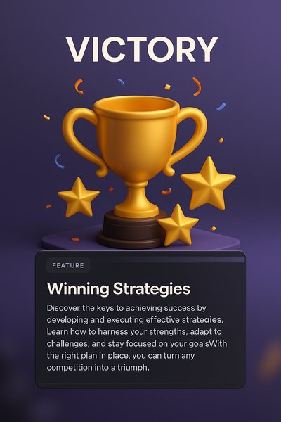 3D Illustration of Victory with Trophy and Stars