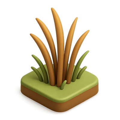 Stylized 3D Prairie Grass Icon with Isometric View