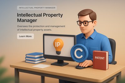 3D Illustration of an Intellectual Property Manager at Work