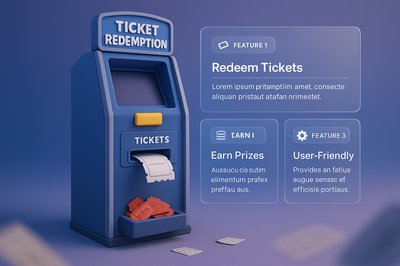 3D Ticket Redemption Machine with Feature Highlights