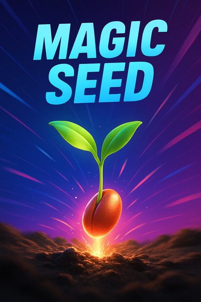 Dynamic Illustration of a Magic Seed with Vibrant Colors