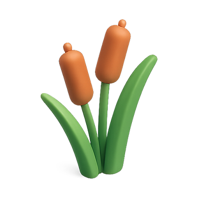 Stylized Illustration of Cattails with Vibrant Colors