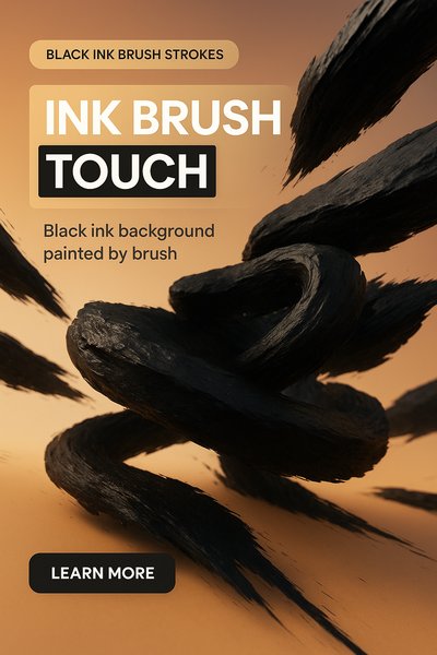 Dynamic Ink Brush Strokes on Black Background