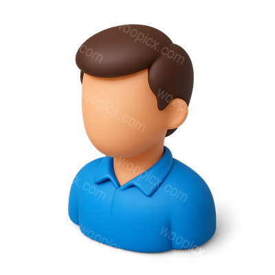 3D Isometric Icon of a Person in Blue Shirt