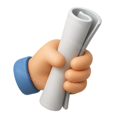 3D Rolled Paper Icon with Hand Design