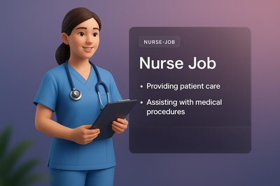 3D Nurse Job Illustration with Informative Blocks