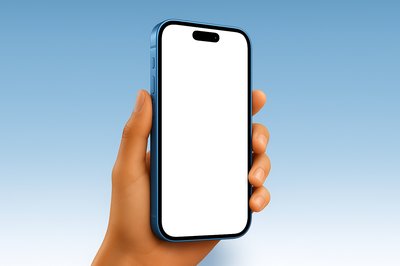Blue Smartphone at an Angle with Gradient Background