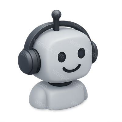 3D Smiling Robot Icon with Headphones