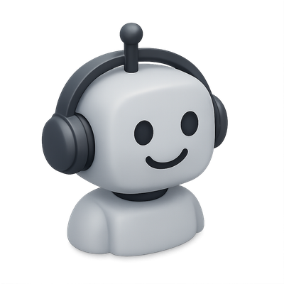 3D Smiling Robot Icon with Headphones