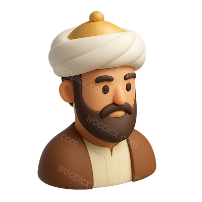 3D Islamic Leader Icon in Isometric Style