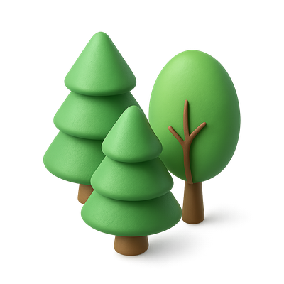 Stylized 3D Trees in Isometric View