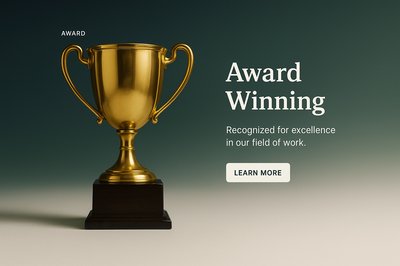 Elegant Gold Trophy with Award Recognition Text