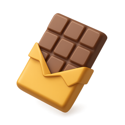 Stylized 3D Chocolate Bar Icon with Isometric View