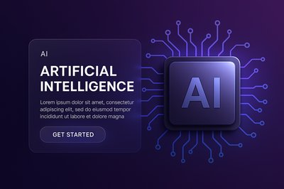Futuristic Tech Illustration with AI Theme