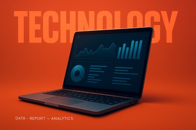 Cinematic Data Display on Laptop with Analytics
