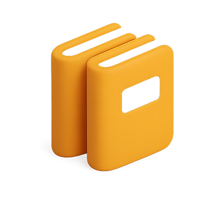 Stylized Icon of Two Closed Books in Vibrant Yellow