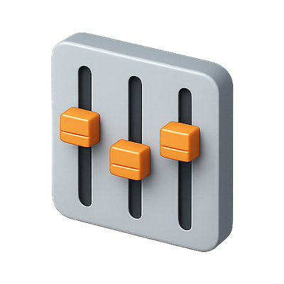 3D Audio Control Slider Icon for User Interface