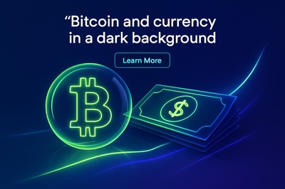 Illuminated Bitcoin and Currency on a Vibrant Background