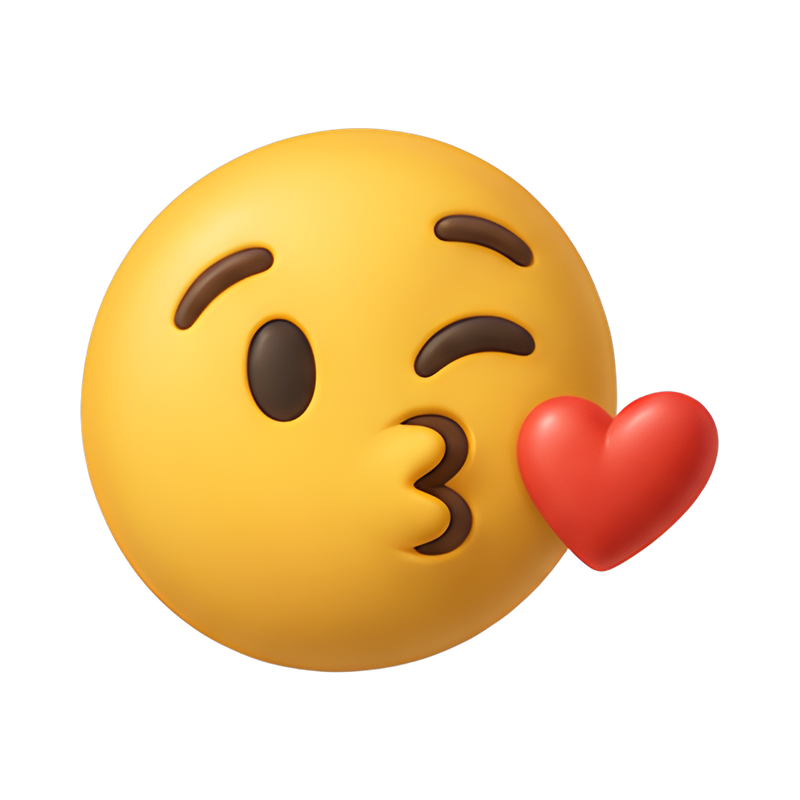 playful heart-kissing illustration
